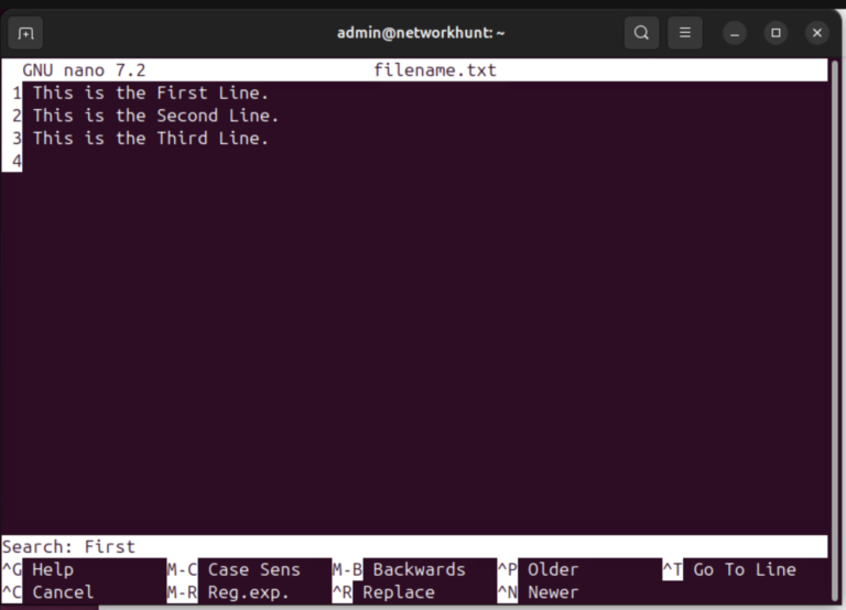 How to Find in Nano text Editor in Linux - NetworkHunt