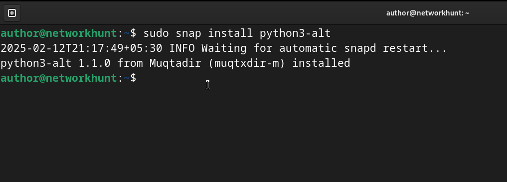 install python using snap on debian