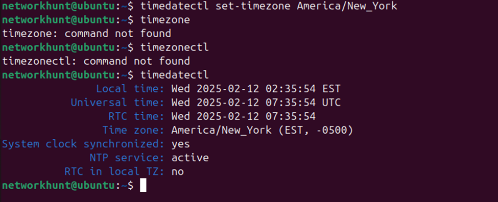 configure timezone in linux