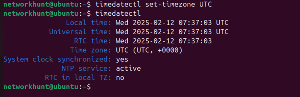 setting UTC timezone in linux