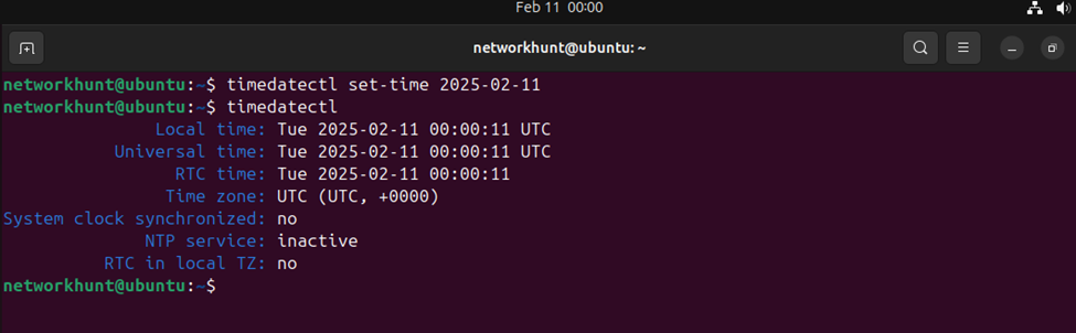 change time in ubuntu linux